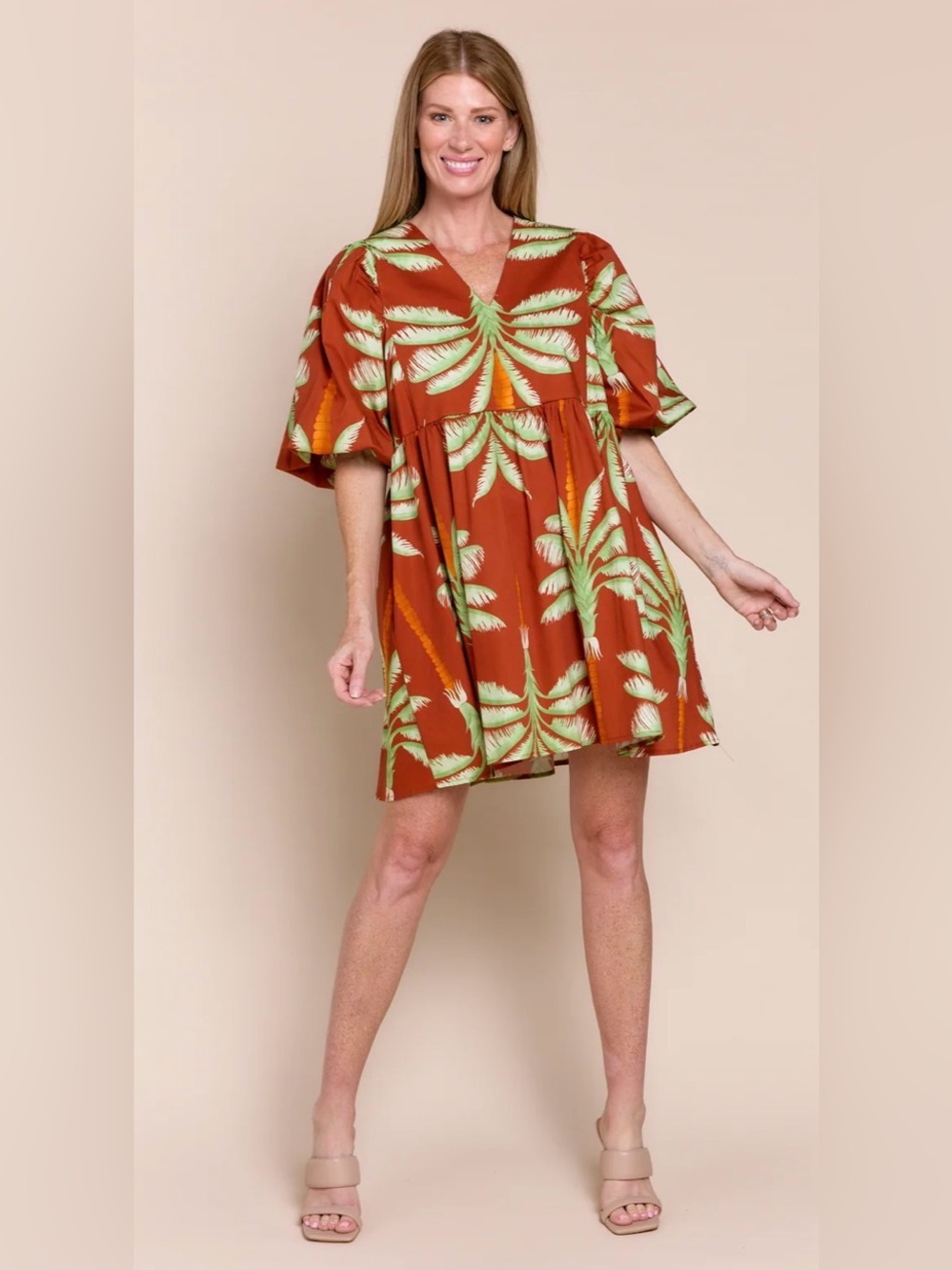 Sofia The Label palm-motif mini dress. NWT - one size fits most . GORGEOUS!